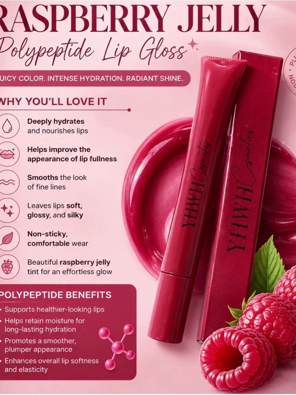 Raspberry Jelly Lip Gloss — Raspberry Pink Hydrating Shine